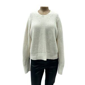 Banana Republic Chunky Knit Long Sleeve Sweater Boxy Pullover‎ Top White Women M